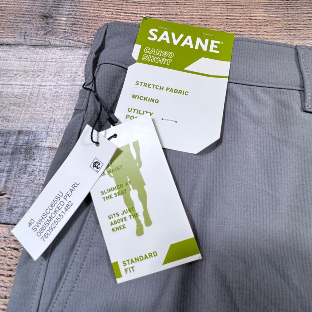 Savane Mens‎ Cargo Shorts Smoked Pearl Grey Size 40 NWT Stretch Wicking Utility - Picture 3 of 7